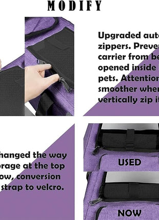 Carrying Bag for Yorkie Dog Travel Kennel Ventilated Softside Pet Carrier Tiny Dog Crate for Teacup Poodle 12lb Large Kitty Transport Cage with Cover Chihuahua Supply Purple