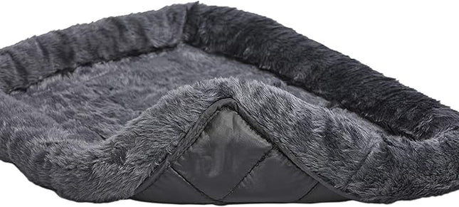 New World Dog Bed – Gray Faux Fur Bolster, Ultra-Soft and Machine Washable, Fits 30-Inch Crates and Carriers, for Medium-Sized Breeds