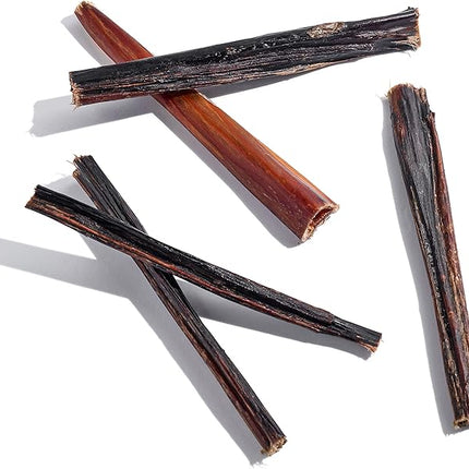 Jack&Pup 6 Inch Skinny Bully Sticks for Small Dogs (30 Pack) Thin, Odor Free Bully Sticks Sheaths | Single Ingredient Beef Pizzle Sticks for Senior Dogs and Puppies