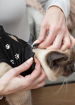 Cat Onesie for After Surgery Care - Breathable Male Female Post Surgical Recovery Suit Vest for Cats with Abdominal Wounds or Skin Issues - Soft Washable Protective Medical Clothing for Pets