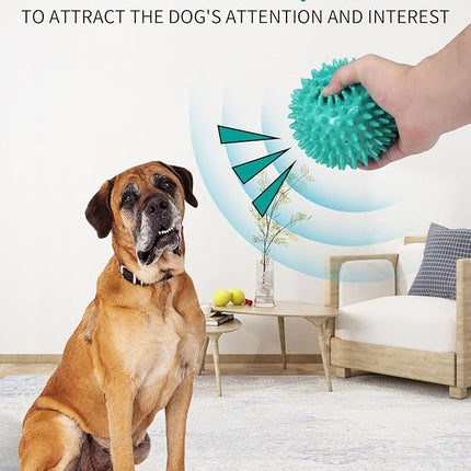 2 Pack 4.5” Heavy Duty Squeaky Dog Ball for Medium Large Dogs, Spikey Dog Ball Toys for Clean Teeth and Training, Large Dog Toys for Aggressive Chewers…