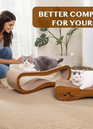 Cat Scratcher 2 in 1 Scratchers for Indoor Cats Scratching Board Cardboard, Horizontal Corrugated Scratch Pad for Cats as Beds & Furniture Reversible Sofa Scratch