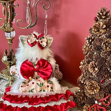 Fashion Sweet Puppy Dog Lace Princess Tailored Dress for Mini and Petite Dog C-red Small