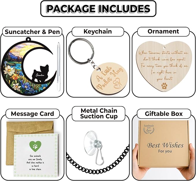 6'' Yorkshire Terrier Memorial Suncatcher, Custom Name, Pet Ornament Window Car Hanging, Sympathy Gift for Loss of Pet, Passed Away Remembrance Gift for Dog Lovers 40-SS1