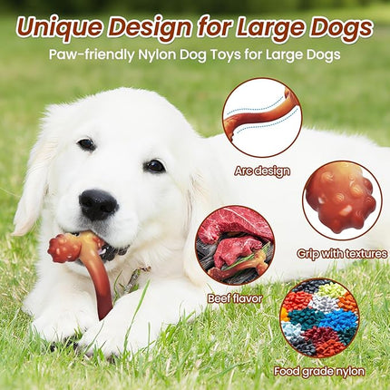 WinTour Indestructible Dog Bones for Aggressive Chewers, Tough Dog Toys for Aggressive Chewers, Durable Chew Toys for Medium & Large Breed, Heavy Duty, Strong & Indestructible Bones for Super Chewers