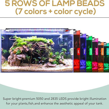 hygger 42W 24/7 Lighting Aquarium LED Light, Sunrise-Daylight-Moonlight Mode and DIY Mode, Timer Adjustable Brightness Fish Tank Light with Extendable Bracket 7 Colors for Planted Tank