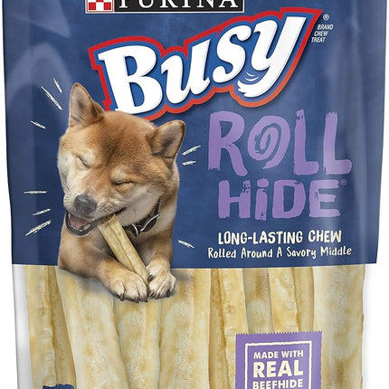 Purina Busy Rawhide Small/Medium Breed Dog Bones, Rollhide - 9 ct. Pouch