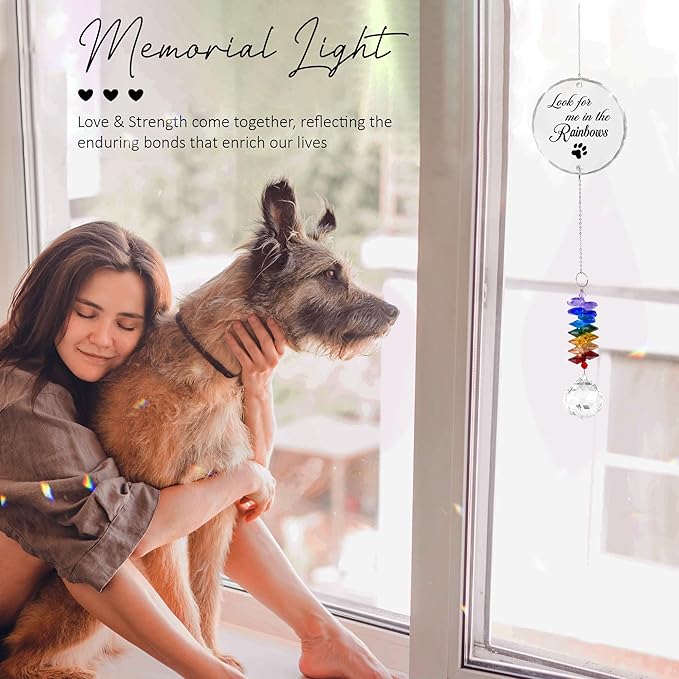 Pet Memorial Suncatcher - Dog Cat Loss Sympathy Gift - Rainbow Crystal Prism - Bereavement Keepsake - Pet Lover Gift - Daily Remembrance - Suncatcher Ornament
