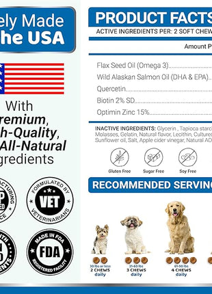 Omega 3 Fish Oil for Dogs - 170 Chews - Skin and Coat Supplement - Omega 3 for Dogs - Dry & Itchy Skin Relief Treatment - Allergy Support Dog Anti Shedding Treats - Salmon - EPA & DHA - Chicken Flavor