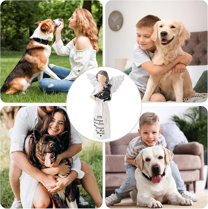 Loss of Dog Sympathy Gift, Dog Memorial Gifts, Angel Figurine, Remembrance Keepsake, Pet Sympathy Gift(Black-S Size)