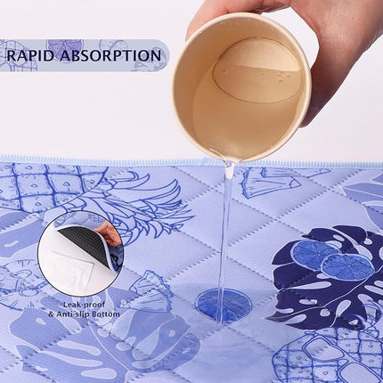 IEUUMLER Washable Pee Pads for Dogs, 2 Pack Non-Slip & Waterproof Pack Whelping Pad, Reusable Washable Puppy Potty Training Pad with Fast Absorbent for Playpen EU007 (Purple Pineapple, 36"X48"-2pcs)