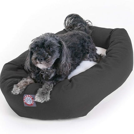 Majestic Pet 24 Inch Poly-Cotton Sherpa Calming Dog Bed - Cozy Soft Round With Spine for Head Support - Washable Fluffy Donut 24x19x7 (Inch) for Small Pets - Gray