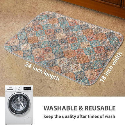 nunubaby Washable Pee Pads for Dogs, Stylish, Non-Slip and Leak-Proof Pee Mat. ultra-absorbent Reusable potty pad for Crates and Floors.(Cream/Multi, 18" x24" )
