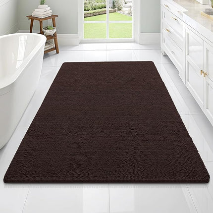 OLANLY Bathroom Rugs 70x46, Extra Soft Absorbent Chenille Bath Rugs, Rubber Backing Quick Dry, Machine Washable Bath Mats for Bathroom Floor, Tub and Shower, Home Decor Accessories, Brown