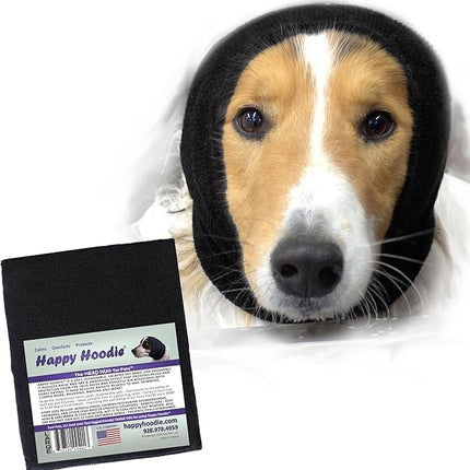 Happy Hoodie The Original Dog & Cat Calming Band - American Brand - Anxiety Relief/Noise Protection - Grooming - Thunder - Fireworks (Large, Black) - Since 2008