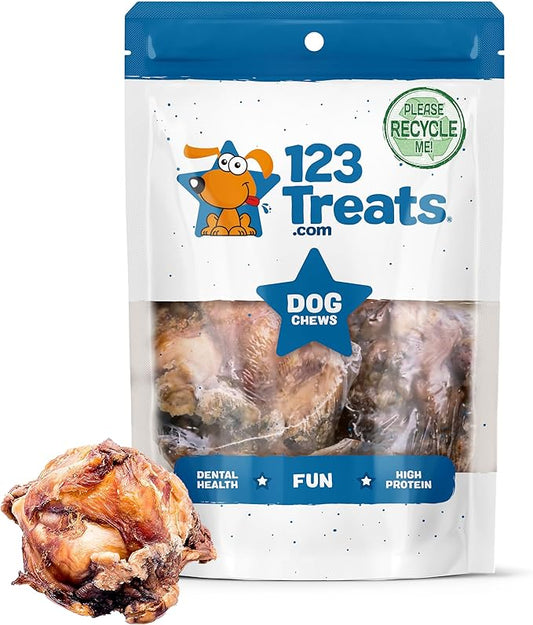 123 Treats Meaty Dog Bones, 100% Natural Knee Cap Beef Bone Dog Treats, No Additives, Made from Premium USA Grass Fed Beef, Tasty Long Lasting Chews for Dogs, Improve Oral Health, Pack of 3