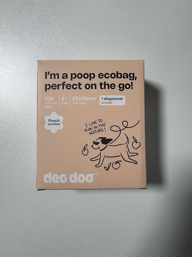 Dog Poop Bags with Handles 9 Rolls 108 Counts Big Sizes Leak Proof and Extra Thick Waste Bags Refill Rolls for Walking Small Medium Large Dogs Cats Litter With Holder Peach Scented