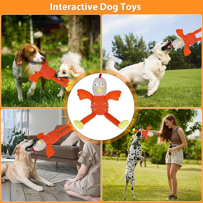Squeaky Large Dog Toys with Crinkle Paper, Interactive Puppy Toys, Tough Dog Pull Toy, Tug of War Dog Chew Toys for Small, Medium, Large Dogs
