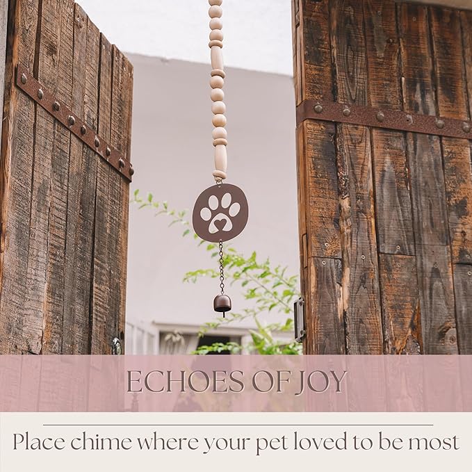 Pet Memorial Wind Chime - Dog Memorial Gifts for Loss of Dog - Dog Bereavement Gifts – Pet Remembrance Gift in Memory of Dog or Cat - Paw Print Windchime with Rainbow Bridge Card
