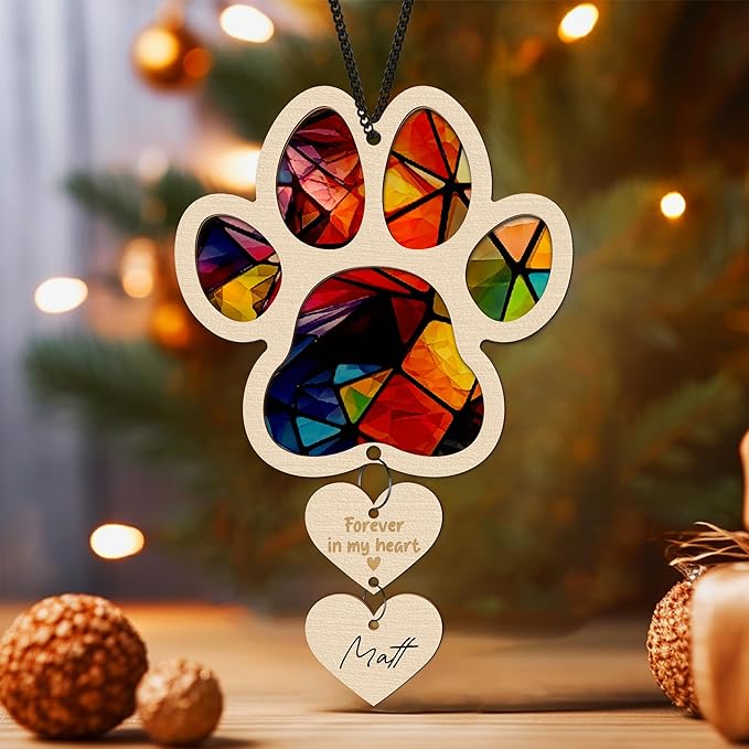 Pet Memorial Ornament for Christmas Tree Xmas Hanging Dog Cat Ornament Sympathy Gift Loss of Pet Passing Away Remembrance Keepsake for Pet Lover Ideas Gift in Loving Memory of Pet PS28-N4