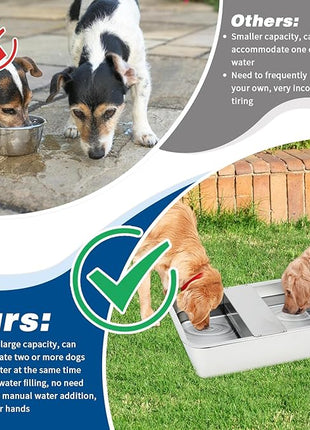 BWOGUE 3 Gal Automatic Dog Water Dispenser for Large Dogs Stainless Steel Outdoor Water Bowl Large Breed Self Filling Dog Waterer Feeder for Dogs Cat Chicken Livestock