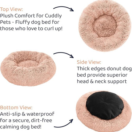 Donut Dog Bed - Premium Comfort for Anxiety Relief - Fluffy & Calming Design with Ultra-Plush Support | Cozy Round Dog Bed with Super Soft Circle Style (Pink, Medium)