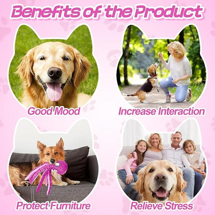 Alphatool Squeaky Dog Toys - 2pcs No Stuffing Octopus Soft Plush Crinkle Toys to Keep Them Busy, Interactive Essentials for Small Medium Pets Dogs Gifts, Blue & Purple