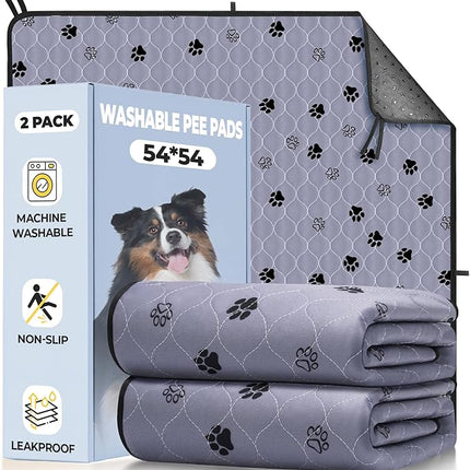Fostanfly Washable Pee Pads for Dogs, 2 Pack Reusable Super Absorbent Potty Pads, Non-Slip and Leak-Proof 54"x54" for Whelping, Extra Large Potty Training Washable for Puppy