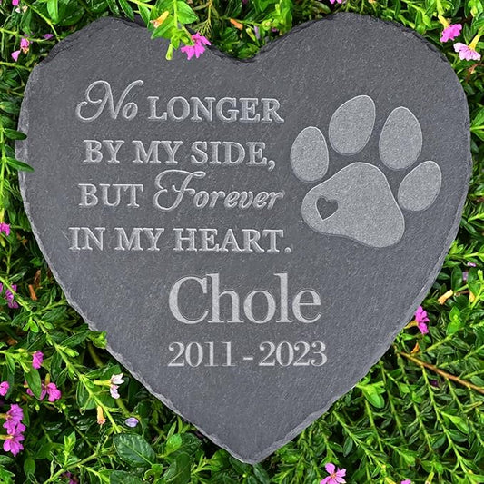 Personalized Dog Memorial Stone - In Memory of Pet Loss Sympathy Gift - Cat Tombstone Headstone With Paw Print
