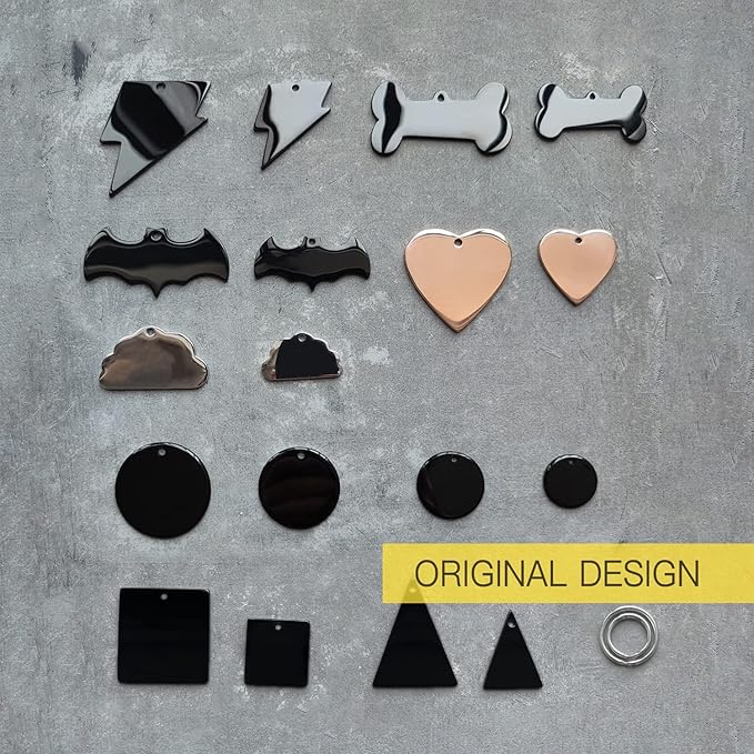 316 Surgical Grade Stainless Steel Personalized Dog & Cat ID Tags - Made with three thousand Love for Our Fur-baby - Original Funny Shapes Bat, Engraved Name or Text for Pet Collar Accessories