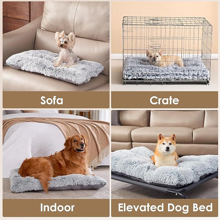 EHEYCIGA Fluffy XXL Dog Crate Pad, Plush Faux Fur Bed for Extra Large Size, Calming Anti Anxiety XXL Dog Bed for Crate, Washable Soft Warm Mat with Non-Slip Bottom
