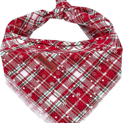 Lionheart glory Dog Bandana 1 Pack Washable Soft Cotton Christmas Plaid Bibs Scarf, Adjustable Kerchief Square Dog Bandanas for Large Dogs