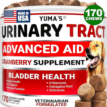 Dog UTI Treatment - 170 Treats - Cranberry Supplement for Dogs - Bladder Control - Urinary Tract Treatment - UTI Multivitamin - Vitamins and Supplements - Made in USA