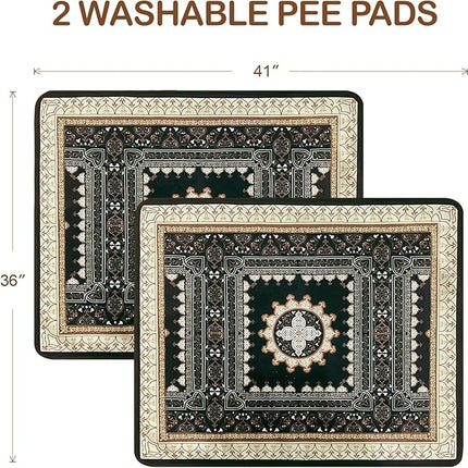 Qeils Washable Pee Pads for Dogs, 2 Pack Reusable Puppy Pads 36"x41" Super Absorbent Leakproof Dog Training Pads, Non-Slip Potty Pads for Crate, Floor, Couch, Whelping Pads Litter Mat Puppy Supplies