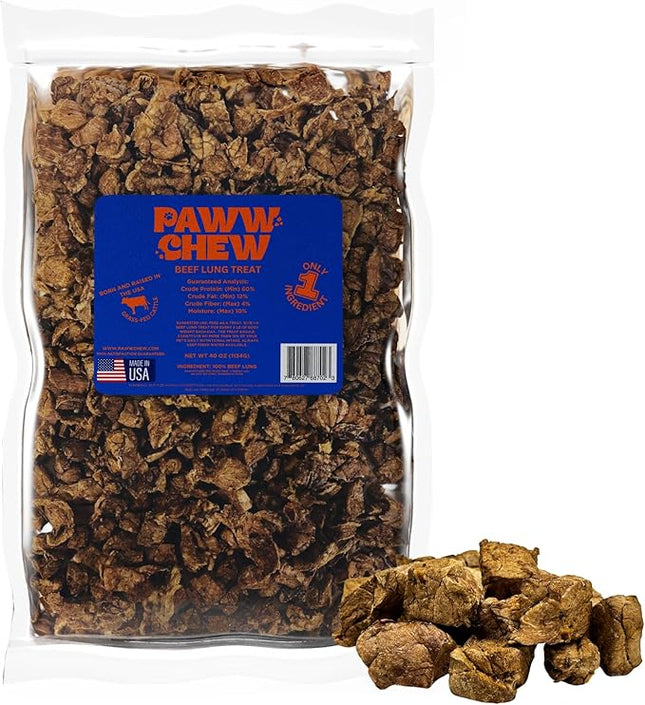 Beef Lung Dog Treats, 100% Natural, Single Ingredient, (2.5 Pound) Made in the USA, Dried & Dehydrated, High Protein, High Value Dog Training Treats, Grain Free, Low-Odor Free for All Breeds