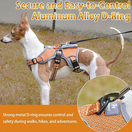 BELPRO Multi-Use Support Dog Harness, Escape Proof No Pull Reflective Adjustable Vest with Durable Handle, Dog Walking Harness for Big/Active Dogs (Orange, M)