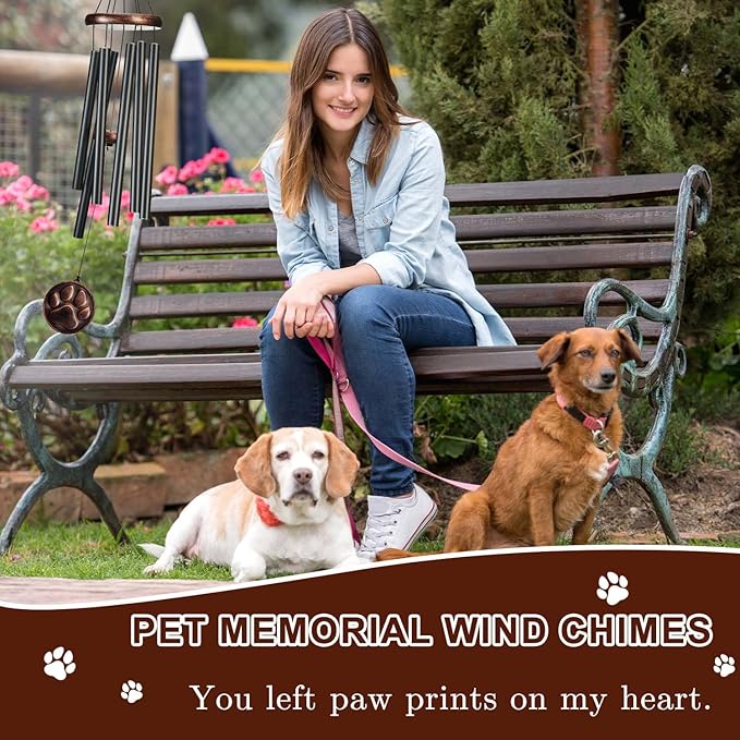 Dog Memorial Gifts, 32" Pet Memorial Wind Chimes for Loss of Dogs, Pet Loss Passing Away Remembrance Sympathy Bereavement Gift, DogPaw Vintage Wind Chime for Outside (DIY 32" Pet Memorial)