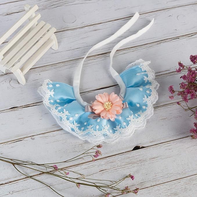 2PCS Dog Cat Collar Flower Bow Lace Pet Bib Cute Scarfs Necklace Neck Strap for Pet Costume Supplies