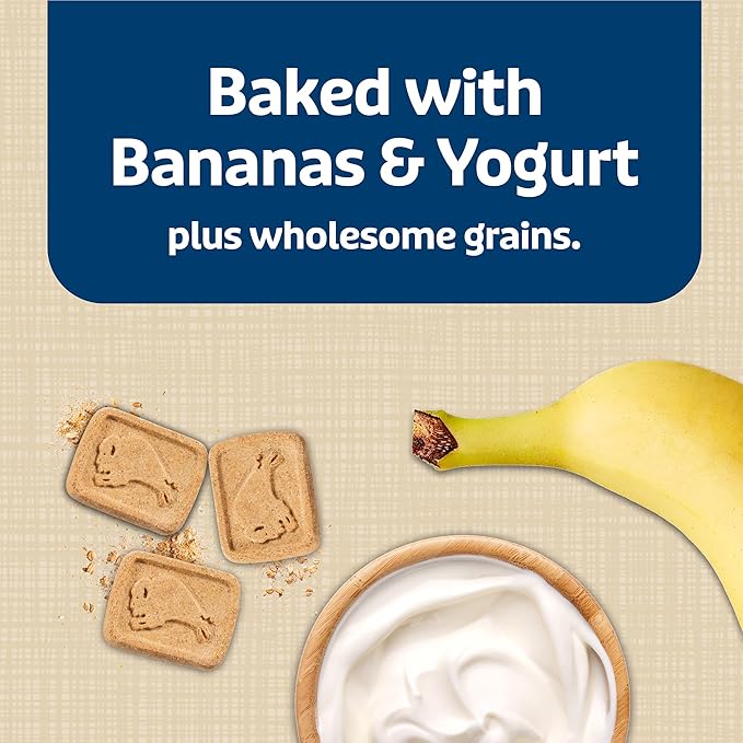 Blue Buffalo Health Bars Crunchy Dog Biscuits, Oven-baked Dog Treats Made with Natural Ingredients, Bananas & Yogurt, 16-oz Bag