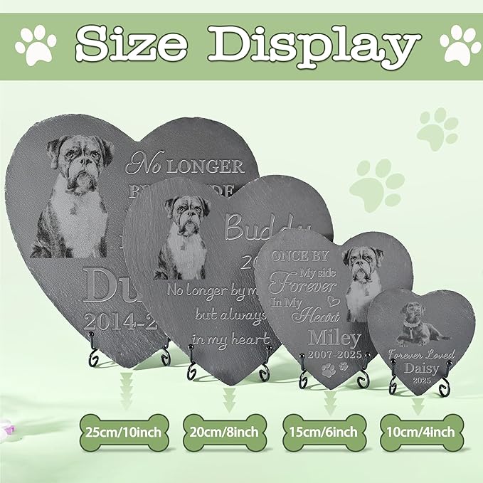 Personalized Pet Memorial Stone, Dog Memorial Gifts, Pet Loss Sympathy Gift, in Memory of Dog Cat - Forever in My Heart（Heart）