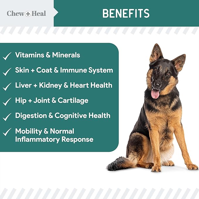12-in-1 Multivitamin for Dogs - 120 Puppy and Senior Dog Vitamin and Supplement Soft Chews for Hip and Joint - Advanced Formula with Glucosamine, Omega 3,6,9, Vitamins, Probiotics, and More