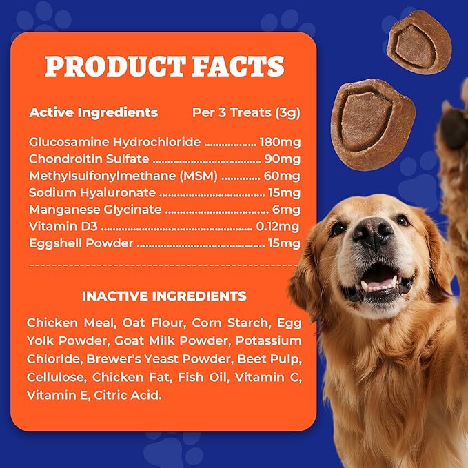 260 Bites Wellix Dog Hip and Joint Supplement Arthritis Pain Relief with Glucosamine Chondroitin MSM Functional Ingredients Joint Care Chews for Senior Dogs Antioxidant Supplements