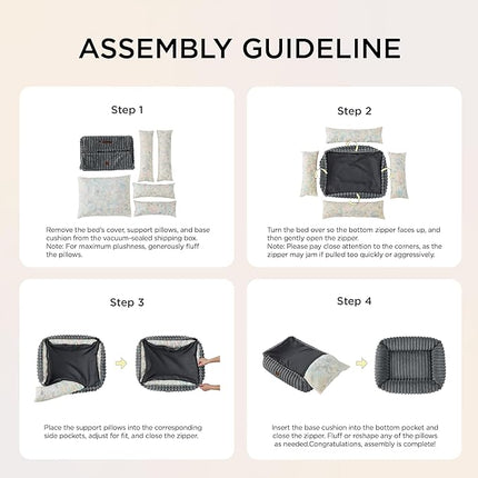 Bedsure Cute Dog Bed for Small Dogs & Cats - Washable Furry Puppy Beds, Rectangle Orthopedic Corduroy Fleece Pet Beds with Removable Zipper Cover, 20x19x6inches, Warm Grey