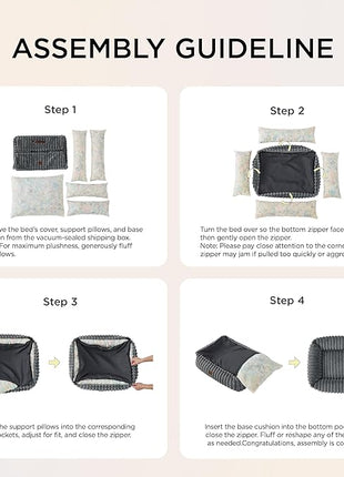 Bedsure Cute Dog Bed for Small Medium Dogs - Washable Furry Puppy Beds, Rectangle Orthopedic Corduroy Fleece Pet Beds with Removable Zipper Cover, 25x21x7inches, Warm Grey