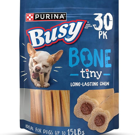 Purina Busy Bone Adult Toy Breed Dog Chew Bone Treats, Tiny - 30 ct. Pouch