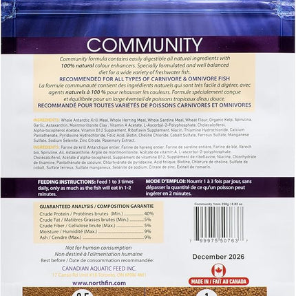 Northfin Fish Food Community Formula Slow Sinking Pellets (1mm 250g)