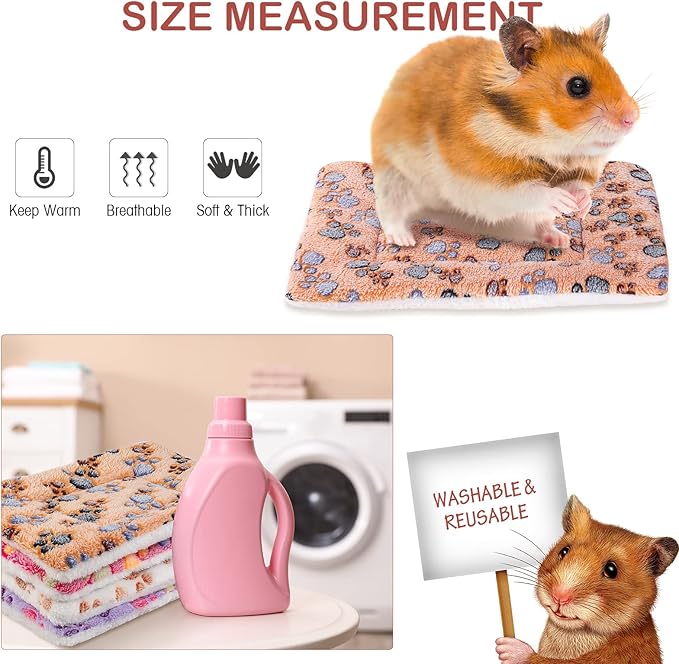 4 Pack Ultra Soft Dog Cat Bed Mat with Cute Prints Reversible Fleece Dog Crate Kennel Pad Cozy Washable Thickened Hamster Guinea Pig Pet Bed Mat for Small Animals(13 x 10 Inches,Vivid Color)