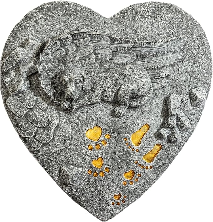 Dog Memorial Stone for Loss of Dog Sympathy Gift, Remembrance Gift with Keychain, Pet Memorial Stone for Dogs - Outdoor Grave Marker for Garden, Pet Grave