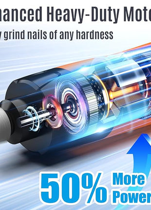 Casfuy New 6-Speed Dog Nail Grinder - 50% More Power Dog Nail Trimmers with 2 LED Lights Quiet 7h Running Time Electric Pet Nail Grinder File Toenail Grinder for Large Medium Small Dogs & Cats (OR)
