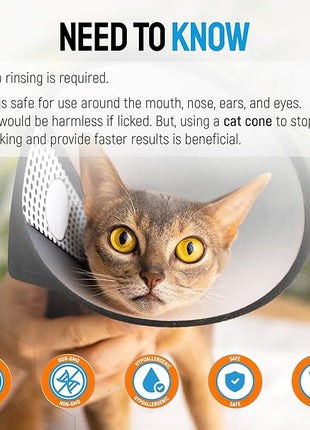 Cat Wound Care Spray with Silver – Wounds, Rashes, Hot Spots, Itch, Scratching, Irritation, Bites & Burns – Use a Cat Cone to Prevent Licking – Safe Formula – 4 Oz